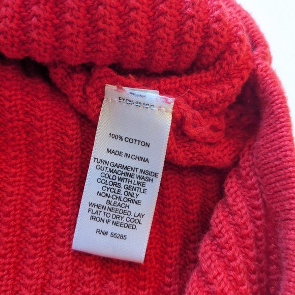 Express 100% Cotton Red V Neck Poncho Style Sweater - Picture 6 of 7